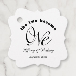 Étiquettes Cadeau Minimaliste Les Deux Deviennent Un Mariage