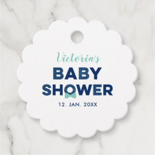 Étiquettes Cadeau Mint Blue & Navy Remerciement Moderne pour Baby
