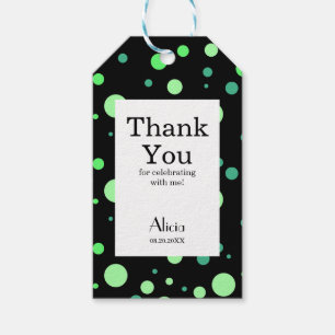 Étiquettes-cadeau Mint Et Jade Green Polka Point Merci Noir