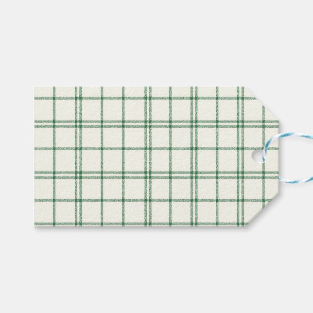 Étiquettes-cadeau Mint Plaid (Devant (Horizontal))