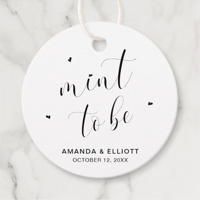 Étiquettes Cadeau Mint To Be Black and White Typography Mariage (Devant)