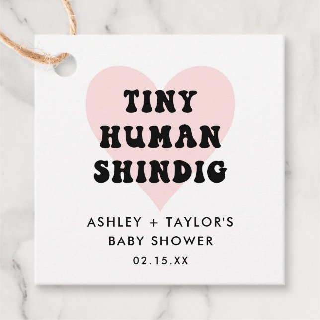 Étiquettes Cadeau Minuscule Baby shower moderne Humain Shindig (Devant)