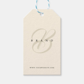 Étiquettes-cadeau Minuscule Beige clair Noir Élégant Monogramme Soci