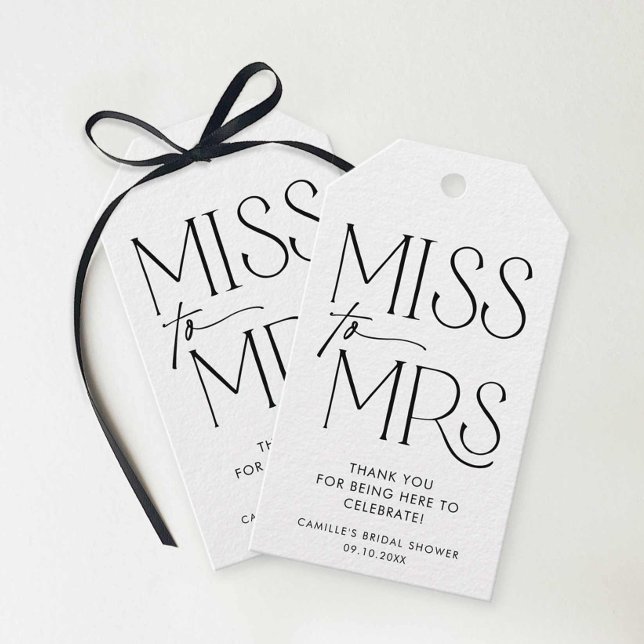 Étiquettes-cadeau Miss moderne à Mme Fête des mariées (Modern Miss to Mrs. Bridal Shower Favor Tags)