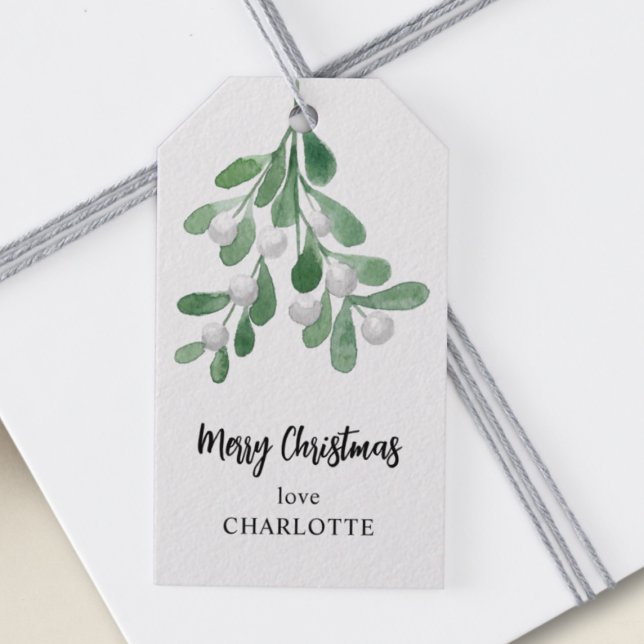 Étiquettes-cadeau Mistletoe de Noël Joyeux Personnalisé (Créateur téléchargé)