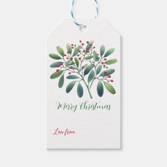 Étiquettes-cadeau Mistletoe Green Décor Simple (Devant)