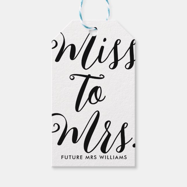 Étiquettes-cadeau Mlle à Mme Modern Fête des mariées Bachelorette (Devant)