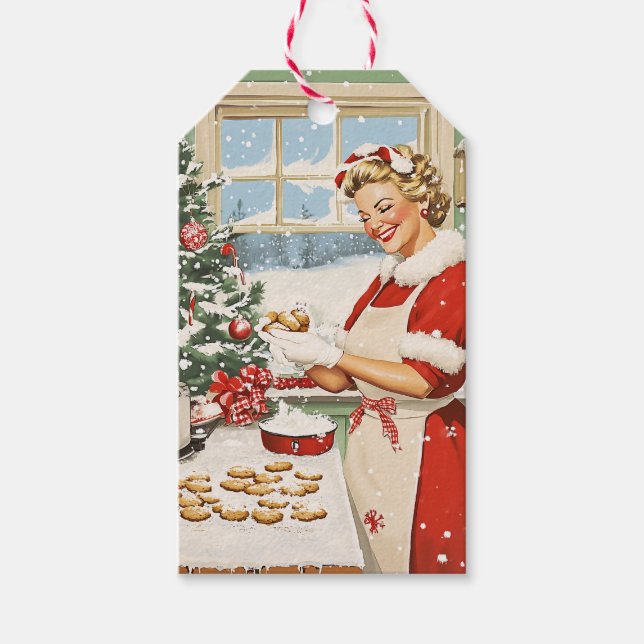 Étiquettes-cadeau Mme Claus Plaisir De La Cuisine De Vacances (Devant)
