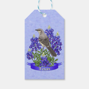 Étiquettes-cadeau Mockingbird & Bluebonnet Fleur du Texas State