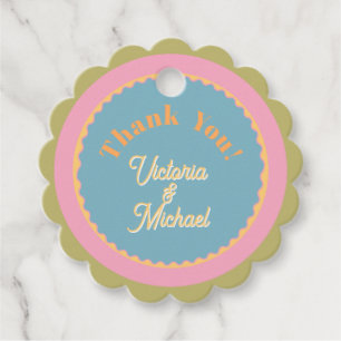 Étiquettes Cadeau Mod Mariage Daisy Colorful merci