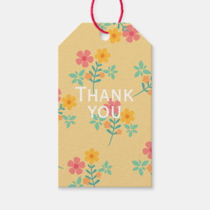Étiquettes-cadeau Modèle de bouquet rétro de pâquerettes Merci en ja