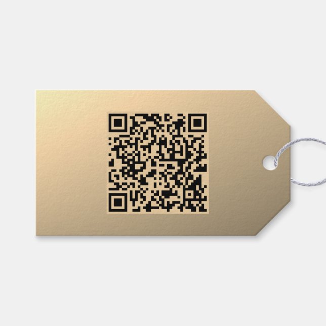 Étiquettes-cadeau Modèle de code QR immédiatement modifiable | Or Fa (Devant (Horizontal))