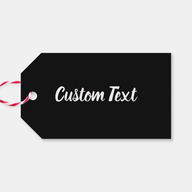 Étiquettes-cadeau Modèle de texte de script noir et blanc simple (Dos Horizontal)