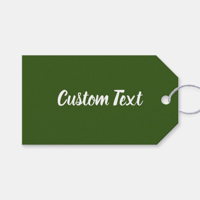 Étiquettes-cadeau Modèle de texte simple en vert foncé et blanc (Devant (Horizontal))