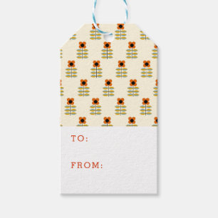 Étiquettes-cadeau Modèle Floral Orange Inspiré Scandinave