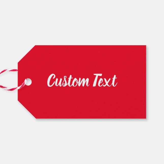 Étiquettes-cadeau Modèle texte de script blanc et rouge clair simple (Dos Horizontal)