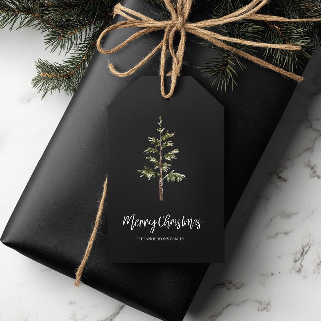 Étiquettes-cadeau “Modern Black Merry Christmas (Créateur téléchargé)