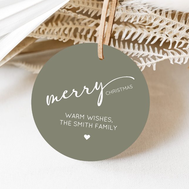Étiquettes Cadeau Modern Christmas Round (Modern Merry Christmas Holiday Favor Tags)
