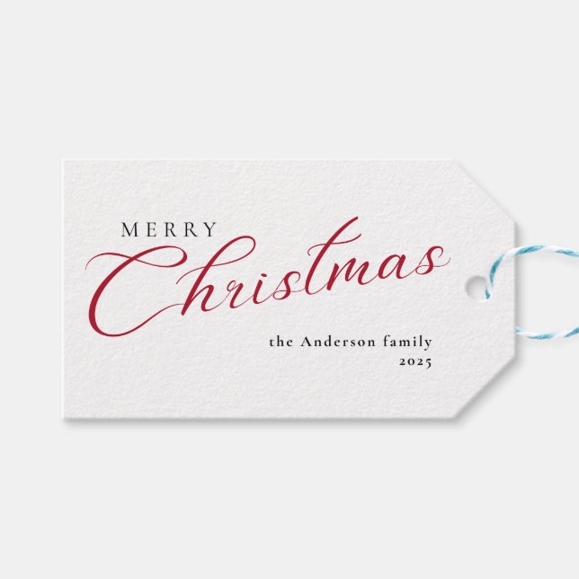 Étiquettes-cadeau Modern Elegant Calligraphy Script Merry Christmas  (Devant (Horizontal))