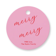 Modern Merry Elegant Script Holiday Tags cadeaux