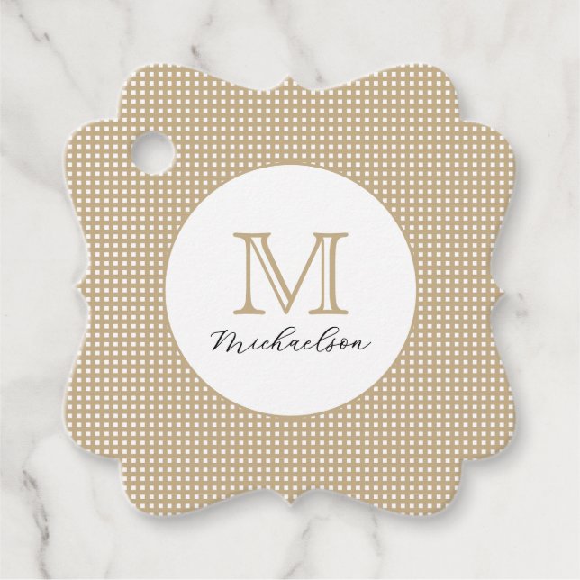Étiquettes Cadeau Modern Minimal Gold Monogram (Devant)
