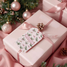 Modern Pink Christmas Ornament Gift Tag