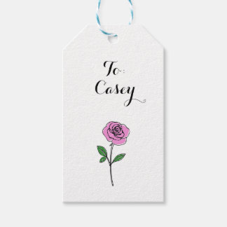 Étiquettes-cadeau Modern Pink Rose Custom Name