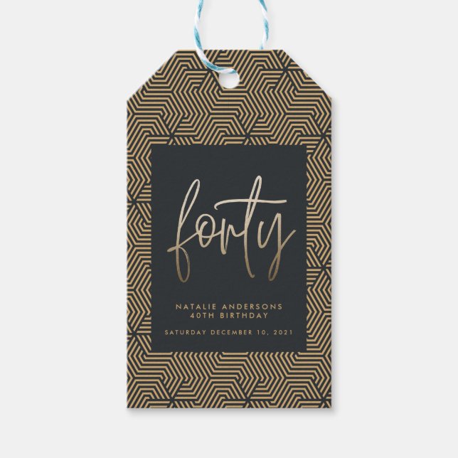 Étiquettes-cadeau Moderne 40e anniversaire simple élégant élégant (Devant)