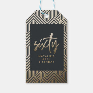Étiquettes-cadeau Moderne 60e anniversaire simple élégant script élé