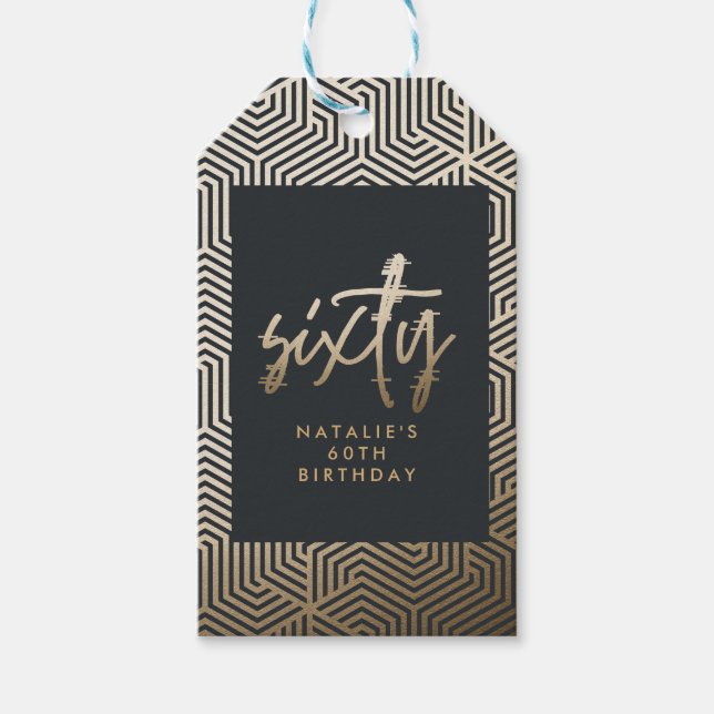 Étiquettes-cadeau Moderne 60e anniversaire simple élégant script élé (Devant)