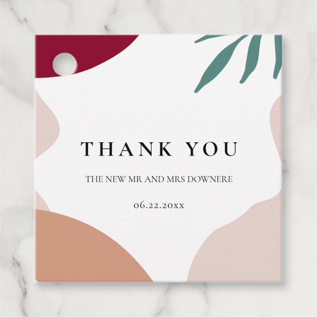 Étiquettes Cadeau Moderne abstrait formes mariage contemporain (Devant)