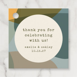 Étiquettes Cadeau Moderne Abstrait Sage Turquoise Custom Wedding Mer