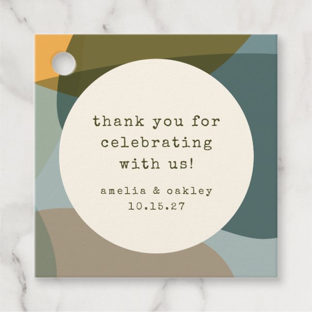 Étiquettes Cadeau Moderne Abstrait Sage Turquoise Custom Wedding Mer (Devant)