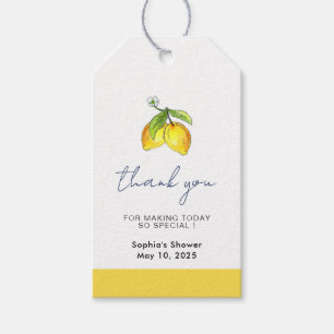 Étiquettes-cadeau Moderne aquarelle Lemons Bride douche merci