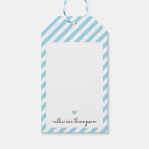 Étiquettes-cadeau Moderne Blue Aqua Heart Girt Cute Feminine Script