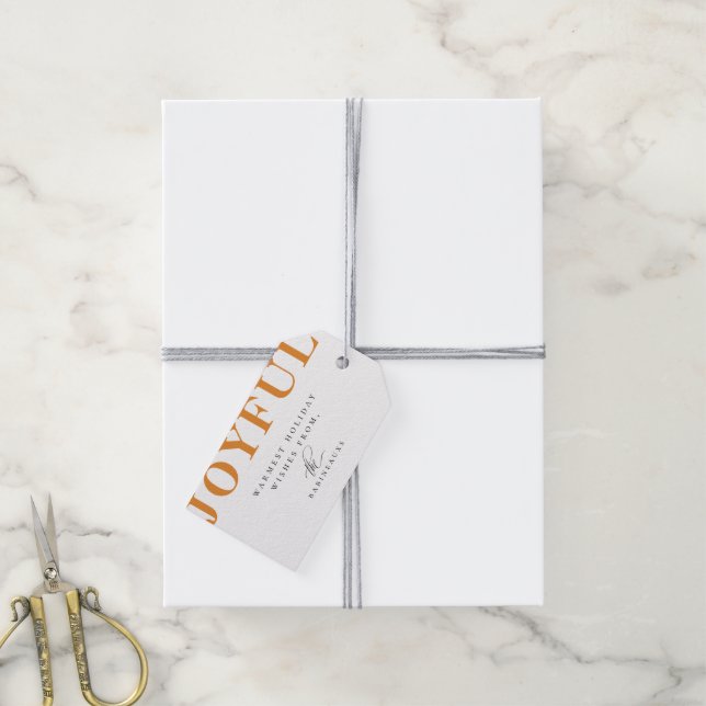 Étiquettes-cadeau Moderne Bold Joyeux Holiday Orange (Avec de la ficelle)