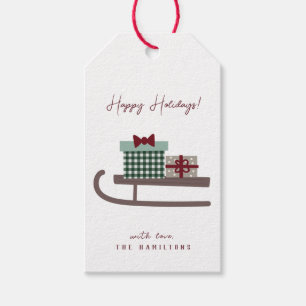 Étiquettes-cadeau Moderne Cute Joyeux Vacances Sleigh