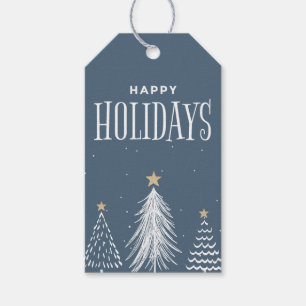 Étiquettes-cadeau Moderne élégant Dusty Blue Happy Holidays Tags cad