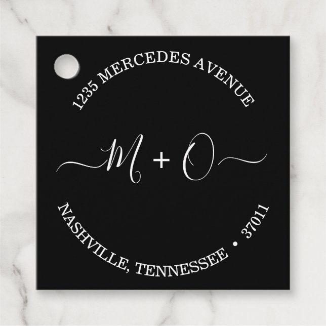 Étiquettes Cadeau Moderne Élégante calligraphie Monogramme Mariage (Devant)