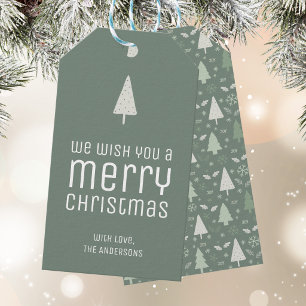 Étiquettes-cadeau Moderne Joyeux Noël Personnalisé Vert Sauge
