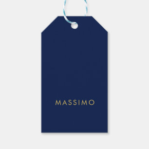 Étiquettes-cadeau Moderne Minimaliste Bleu Or Professionnel Tendance