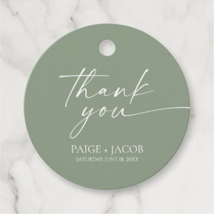 Étiquettes Cadeau Moderne minimaliste Élégant Sage Mariage vert