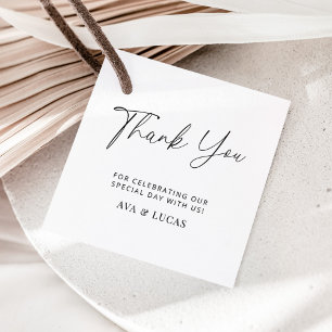 Étiquettes Cadeau Moderne minimaliste Merci Mariage Carré