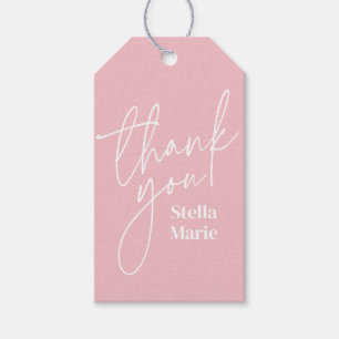 Étiquettes-cadeau Moderne minimaliste simple script blush rose merci