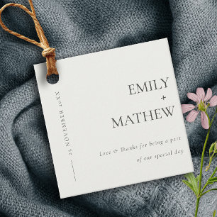 ÉTIQUETTES CADEAU MODERNE MODERNE NOIR ET BLANC MARIAGE DE TYPOGRAPH