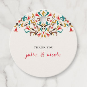 Étiquettes Cadeau Moderne Romantique Élégant Mariage de couronne flo