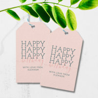 Moderne rose vif turquoise Joyeux Anniversaire Tag