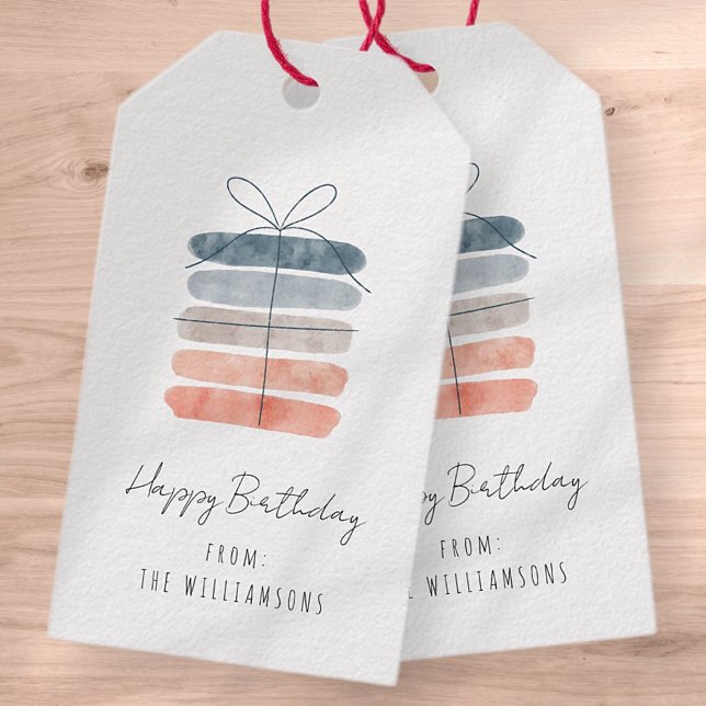Étiquettes-cadeau Moderne Simple Chic Joyeux voeux d'anniversaire (Créateur téléchargé)