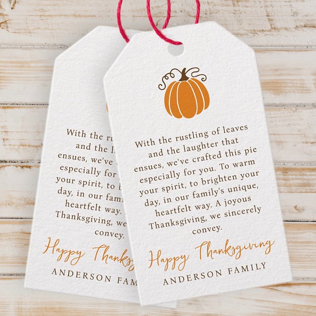 Étiquettes-cadeau Moderne Simple Citrouille d'automne Thanksgiving (Créateur téléchargé)