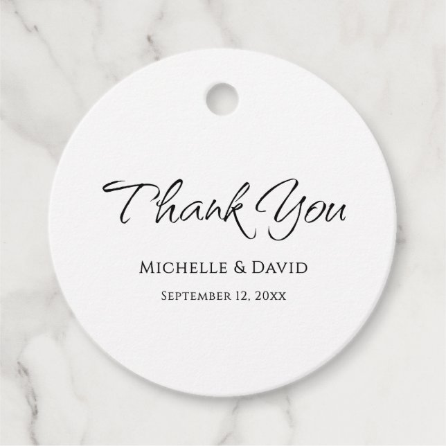 Étiquettes Cadeau Moderne Simple élégant Mariage de script  Merci (Devant)